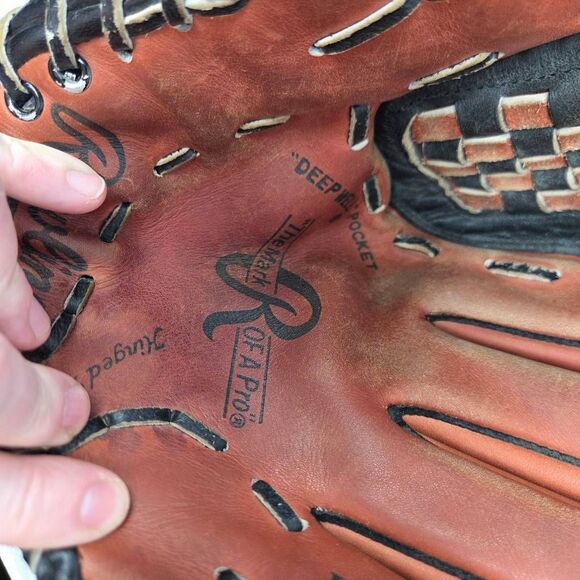 RAWLINGS RBG26 12.5" BASKET-WEB BROWN LEATHER BASEBALL SOFTBALL GLOVE MITT - Picture 6 of 8